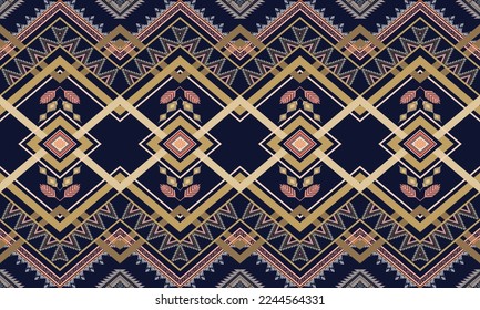 Abstract geometric ethnic pattern design for clothing, fabric, background, wallpaper, wrapping, batik. Knitwear, Pixel pattern, Embroidery style. Tribal vector texture.