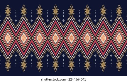 Abstract geometric ethnic pattern design for clothing, fabric, background, wallpaper, wrapping, batik. Knitwear, Pixel pattern, Embroidery style. Tribal vector texture.