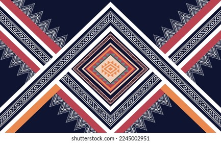 Abstract geometric ethnic pattern design for clothing, fabric, background, wallpaper, wrapping, batik. Knitwear, Pixel pattern, Embroidery style. Tribal vector texture.