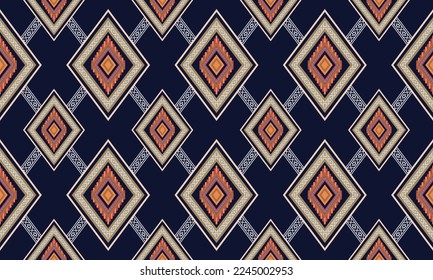 Abstract geometric ethnic pattern design for clothing, fabric, background, wallpaper, wrapping, batik. Knitwear, Pixel pattern, Embroidery style. Tribal vector texture.