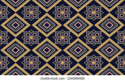 Abstract geometric ethnic pattern design for clothing, fabric, background, wallpaper, wrapping, batik. Knitwear, Pixel pattern, Embroidery style. Tribal vector texture.