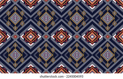 Abstract geometric ethnic pattern design for clothing, fabric, background, wallpaper, wrapping, batik. Knitwear, Pixel pattern, Embroidery style. Tribal vector texture.