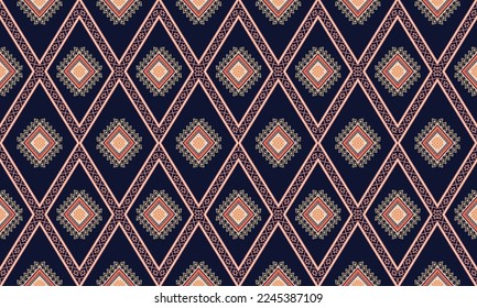 Abstract geometric ethnic pattern design for clothing, fabric, background, wallpaper, wrapping, batik. Knitwear, Pixel pattern, Embroidery style. Tribal vector texture.