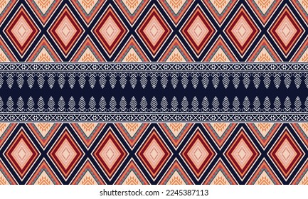 Abstract geometric ethnic pattern design for clothing, fabric, background, wallpaper, wrapping, batik. Knitwear, Pixel pattern, Embroidery style. Tribal vector texture.