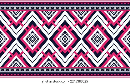 Abstract geometric ethnic pattern design for clothing, fabric, background, wallpaper, wrapping, batik. Knitwear, Pixel pattern, Embroidery style. Tribal vector texture.