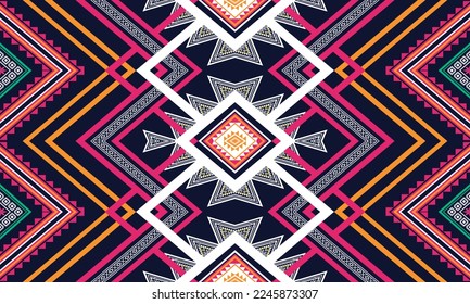 Resumen de diseño de patrones étnicos geométricos para ropa, tela, fondo, papel pintado, envoltura, batik. Ropa de púxel, estilo bordado. Textura vectorial tribal.