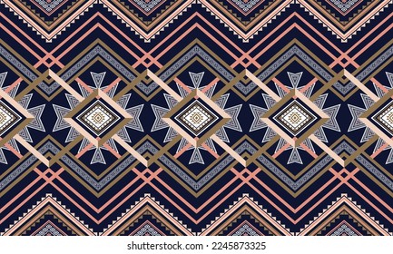 Abstract geometric ethnic pattern design for clothing, fabric, background, wallpaper, wrapping, batik. Knitwear, Pixel pattern, Embroidery style. Tribal vector texture.