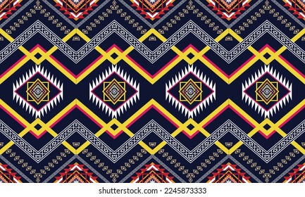 Abstract geometric ethnic pattern design for clothing, fabric, background, wallpaper, wrapping, batik. Knitwear, Pixel pattern, Embroidery style. Tribal vector texture.