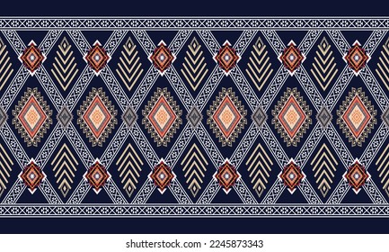 Abstract geometric ethnic pattern design for clothing, fabric, background, wallpaper, wrapping, batik. Knitwear, Pixel pattern, Embroidery style. Tribal vector texture.