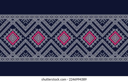 Abstract geometric ethnic pattern design for clothing, fabric, background, wallpaper, wrapping, batik. Knitwear, Pixel pattern, Embroidery style. Tribal vector texture.