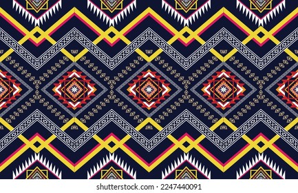 Abstract geometric ethnic pattern design for clothing, fabric, background, wallpaper, wrapping, batik. Knitwear, Pixel pattern, Embroidery style. Tribal vector texture.