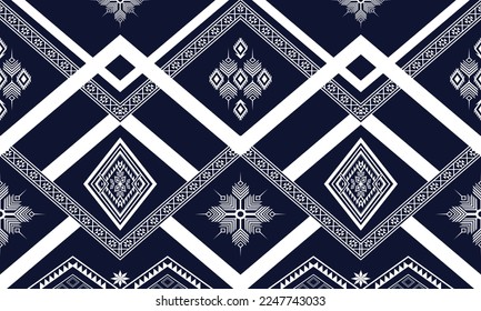 Abstract geometric ethnic pattern design for clothing, fabric, background, wallpaper, wrapping, batik. Knitwear, Pixel pattern, Embroidery style. Tribal vector texture.