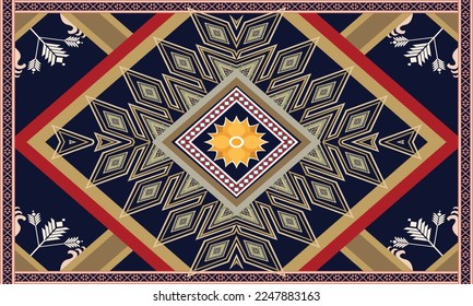 Abstract geometric ethnic pattern design for clothing, fabric, background, wallpaper, wrapping, batik. Knitwear, Pixel pattern, Embroidery style. Tribal vector texture.