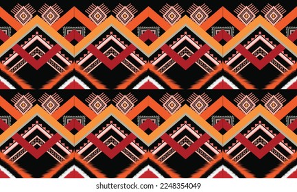 Abstract geometric ethnic pattern design for clothing, fabric, background, wallpaper, wrapping, batik. Knitwear, Pixel pattern, Embroidery style. Tribal vector texture.
