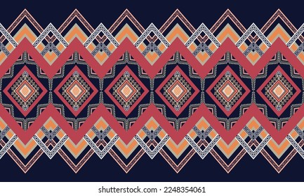 Abstract geometric ethnic pattern design for clothing, fabric, background, wallpaper, wrapping, batik. Knitwear, Pixel pattern, Embroidery style. Tribal vector texture.
