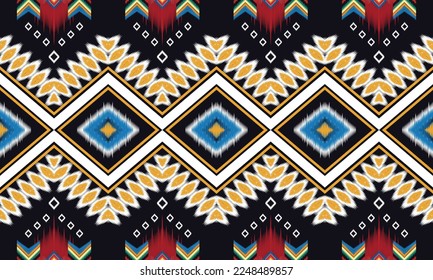 Abstract geometric ethnic pattern design for clothing, fabric, background, wallpaper, wrapping, batik. Knitwear, Pixel pattern, Embroidery style. Tribal vector texture.