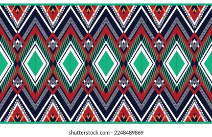 Abstract geometric ethnic pattern design for clothing, fabric, background, wallpaper, wrapping, batik. Knitwear, Pixel pattern, Embroidery style. Tribal vector texture.