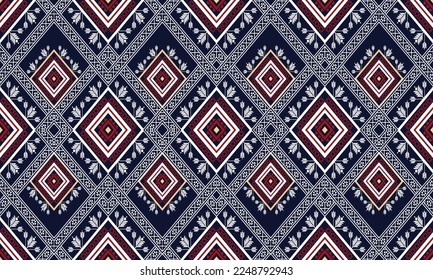 Abstract geometric ethnic pattern design for clothing, fabric, background, wallpaper, wrapping, batik. Knitwear, Pixel pattern, Embroidery style. Tribal vector texture.