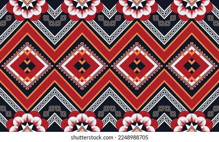 Abstract geometric ethnic pattern design for clothing, fabric, background, wallpaper, wrapping, batik. Knitwear, Pixel pattern, Embroidery style. Tribal vector texture.
