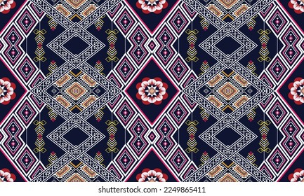 Resumen de diseño de patrones étnicos geométricos para ropa, tela, fondo, papel pintado, envoltura, batik. Ropa de púxel, estilo bordado. Textura vectorial tribal.