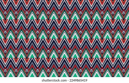 Abstract geometric ethnic pattern design for clothing, fabric, background, wallpaper, wrapping, batik. Knitwear, Pixel pattern, Embroidery style. Tribal vector texture.