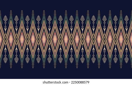 Abstract geometric ethnic pattern design for clothing, fabric, background, wallpaper, wrapping, batik. Knitwear, Pixel pattern, Embroidery style. Tribal vector texture.