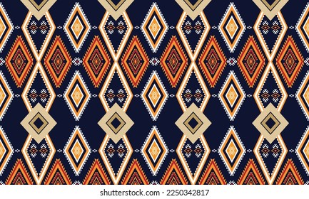 Abstract geometric ethnic pattern design for clothing, fabric, background, wallpaper, wrapping, batik. Knitwear, Pixel pattern, Embroidery style. Tribal vector texture.
