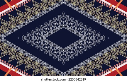 Abstract geometric ethnic pattern design for clothing, fabric, background, wallpaper, wrapping, batik. Knitwear, Pixel pattern, Embroidery style. Tribal vector texture.