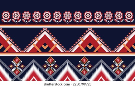 Abstract geometric ethnic pattern design for clothing, fabric, background, wallpaper, wrapping, batik. Knitwear, Pixel pattern, Embroidery style. Tribal vector texture.