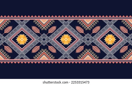 Abstract geometric ethnic pattern design for clothing, fabric, background, wallpaper, wrapping, batik. Knitwear, Pixel pattern, Embroidery style. Tribal vector texture.