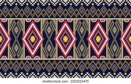 Abstract geometric ethnic pattern design for clothing, fabric, background, wallpaper, wrapping, batik. Knitwear, Pixel pattern, Embroidery style. Tribal vector texture.