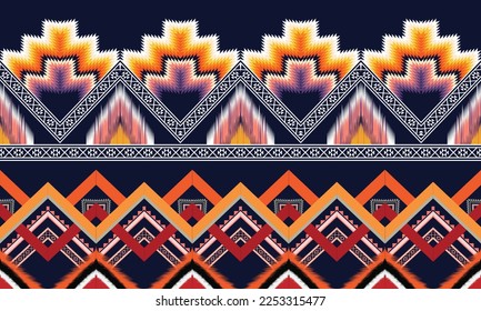 Abstract geometric ethnic pattern design for clothing, fabric, background, wallpaper, wrapping, batik. Knitwear, Pixel pattern, Embroidery style. Tribal vector texture.