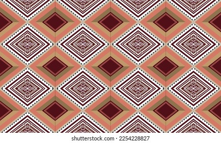 Abstract geometric ethnic pattern design for clothing, fabric, background, wallpaper, wrapping, batik. Knitwear, Pixel pattern, Embroidery style. Tribal vector texture.
