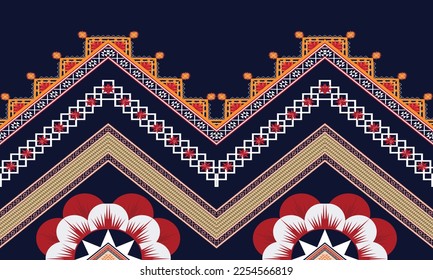 Abstract geometric ethnic pattern design for clothing, fabric, background, wallpaper, wrapping, batik. Knitwear, Pixel pattern, Embroidery style. Tribal vector texture.