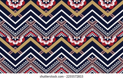 Abstract geometric ethnic pattern design for clothing, fabric, background, wallpaper, wrapping, batik. Knitwear, Pixel pattern, Embroidery style. Tribal vector texture.