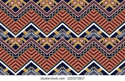 Abstract geometric ethnic pattern design for clothing, fabric, background, wallpaper, wrapping, batik. Knitwear, Pixel pattern, Embroidery style. Tribal vector texture.