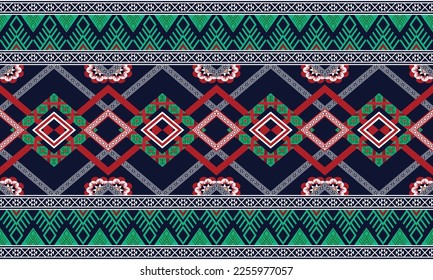 Abstract geometric ethnic pattern design for clothing, fabric, background, wallpaper, wrapping, batik. Knitwear, Pixel pattern, Embroidery style. Tribal vector texture.