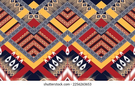 Resumen de diseño de patrones étnicos geométricos para ropa, tela, fondo, papel pintado, envoltura, batik. Ropa de púxel, estilo bordado. Textura vectorial tribal.