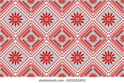Abstract geometric ethnic pattern design for clothing, fabric, background, wallpaper, wrapping, batik. Knitwear, Pixel pattern, Embroidery style. Tribal vector texture.