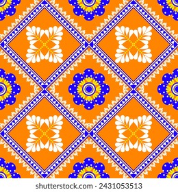 Abstract geometric ethnic pattern design for clothing, fabric, background, wallpaper, wrapping, batik. Knitwear, Pixel pattern, Embroidery style. Tribal vector texture.