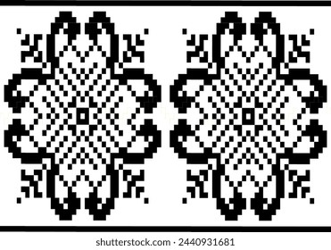 Abstract geometric ethnic pattern design for clothing, fabric, background, wallpaper, wrapping, batik. Knitwear, Pixel pattern, Embroidery style. Tribal vector texture.Knit Pattern ,Knitting Pattern 