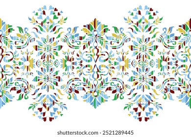 Abstract Geometric Ethnic Pattern design para fundo, tapete, papel de parede, roupas, envoltório, tecido."Este conteúdo foi criado usando ferramentas de desenho vetorial e software, não gerado pela IA"