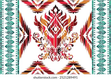 Diseño de patrón étnico geométrico Abstractas para fondo, alfombra, Fondo de pantalla, ropa, envoltura, tela. "Este contenido se creó utilizando herramientas y software de dibujo de Vector, no generado por IA"