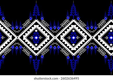 Abstract geometric ethnic pattern design for clothing, fabric, background, wallpaper, wrapping, batik. Knitwear, Pixel pattern, Embroidery style. Tribal vector texture.
