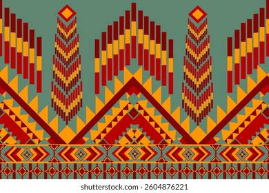 Abstract geometric ethnic pattern design for clothing, fabric, background, wallpaper, wrapping, batik. Knitwear, Pixel pattern, Embroidery style. Tribal vector texture.