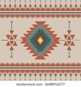Motif ethnique géométrique Abstrait, Motif ethnique géométrique traditionnel, Motif Navajo Forme géométrique, Motif harmonieux d'Image vectorielle, Illustration vectorielle, Arrière-plan, Tissu tribal autochtone 