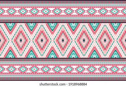 Abstract geometric ethnic pattern embroidery design for background or wallpaper and clothing. Vector illustration