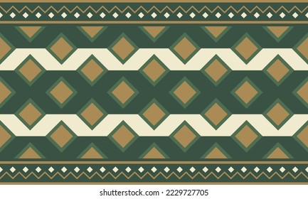 abstract geometric Ethnic Pattern fabric green squares background or wallpaper.