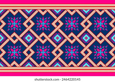 Abstract geometric ethnic pattern. Abstract geometric ethnic pattern  on dark blue background. Can be used in fabric design for clothing, textile, wrapping, background, wallpaper, carpet, embroidery