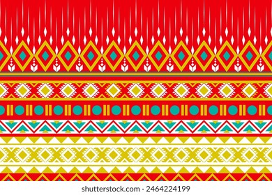 Abstract geometric ethnic pattern. Abstract geometric ethnic pattern  on red background. Can be used in fabric design for clothing, textile, wrapping, background, wallpaper, carpet, embroidery